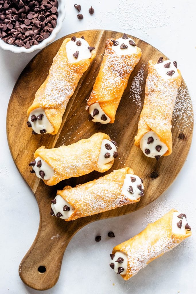Cannoli Recipe from scratch filled with ricotta and chocolate chips