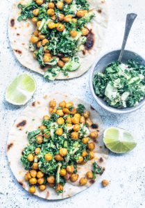  Crispy Chickpea Tacos with Kale Slaw and Tahini Dressing
