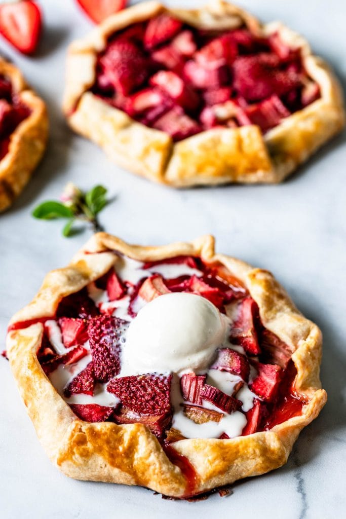 Strawberry Rhubarb Galette with ice cream