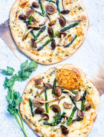 Mushroom and Asparagus Sourdough Pizza