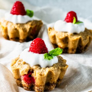 Vegan Cookie Cups with Raspberries and Peaches