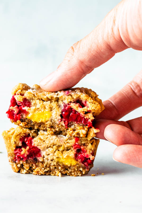 Vegan Cookie Cups with Raspberries and Peaches