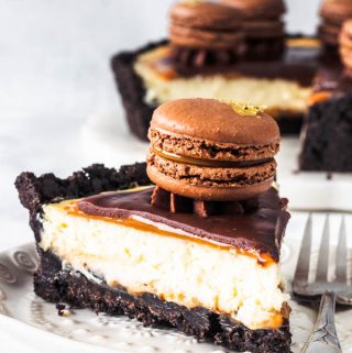 Chocolate and Dulce de Leche Cheesecake Pie
