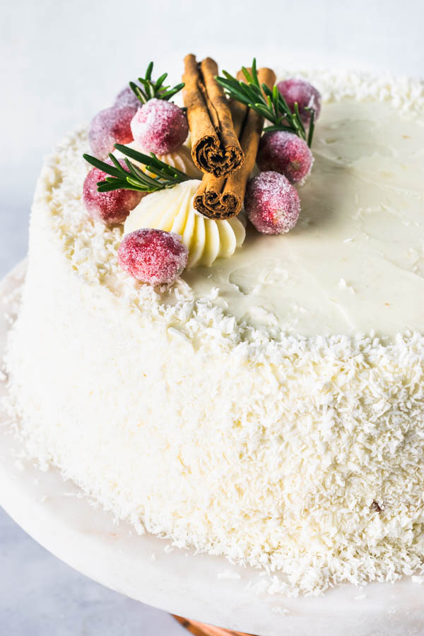 Eggnog Cake with White Chocolate Mousse Filling