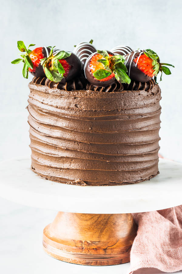 Chocolate Covered Strawberry Cake - In Bloom Bakery