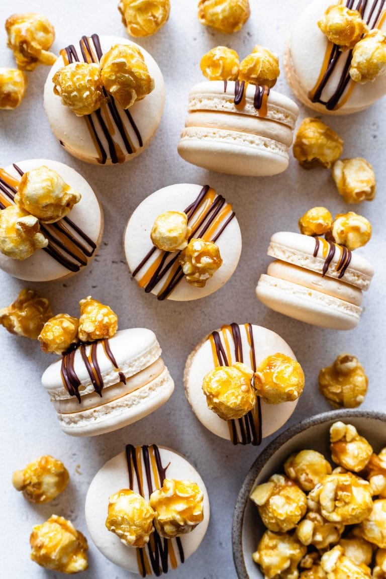 Caramel Popcorn Macarons