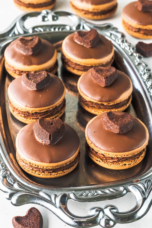 Brownie Macarons in a tray