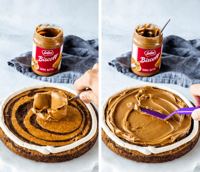how to fill a biscoff layer cake with biscoff