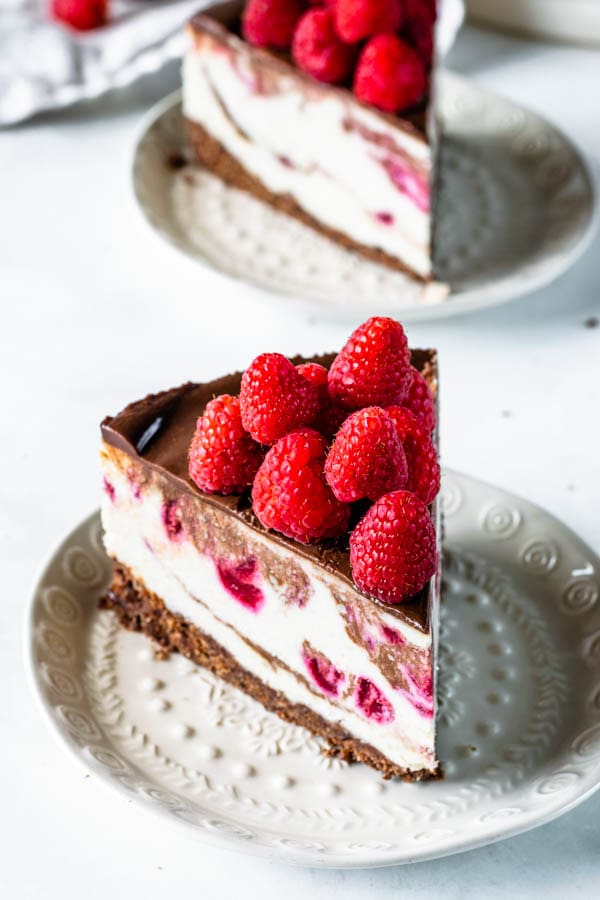 slice of vegan raspberry cheesecake