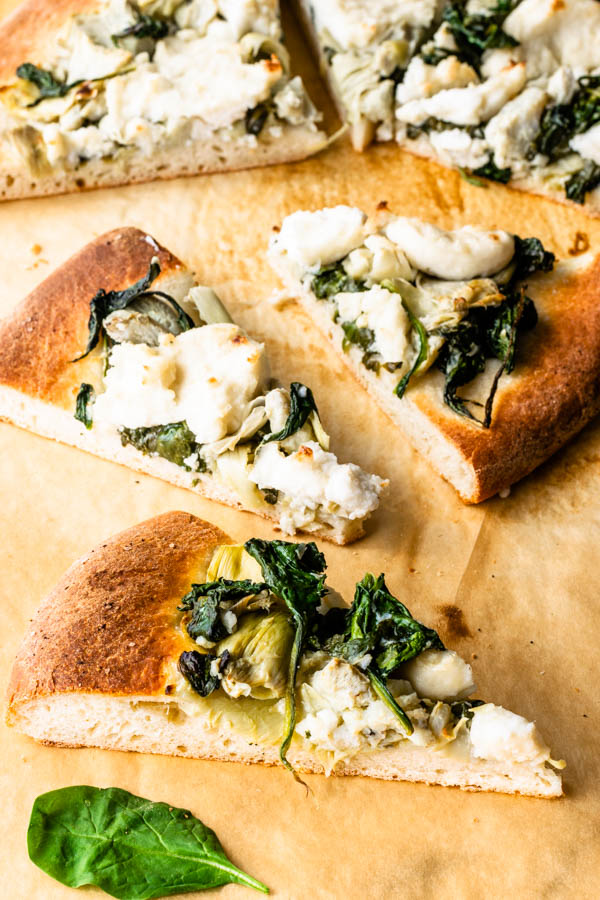 vegan spinach artichoke pizza