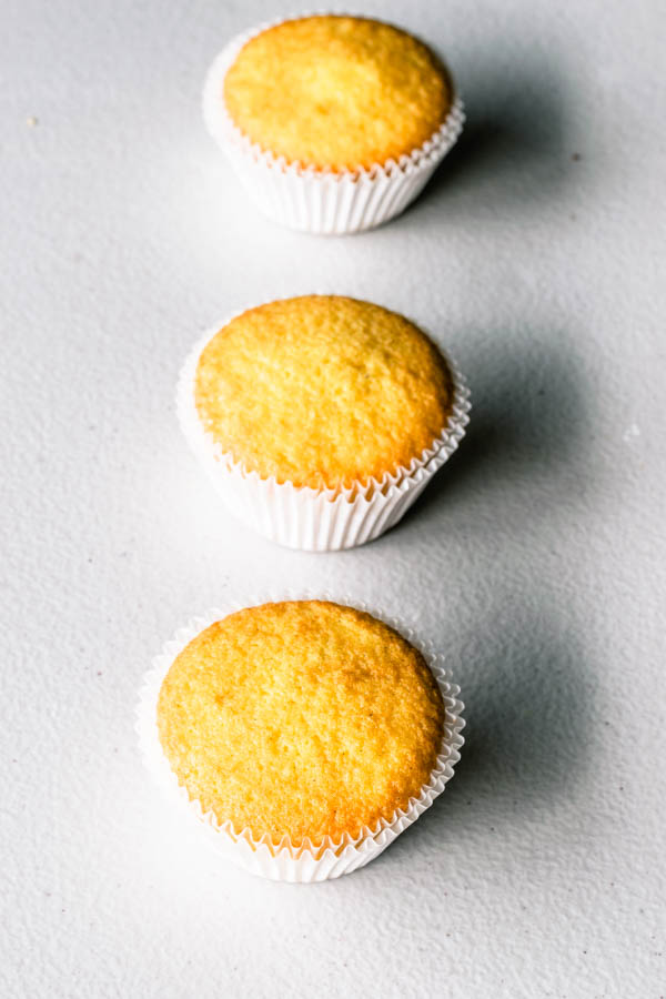 golden vanilla cupcakes baked