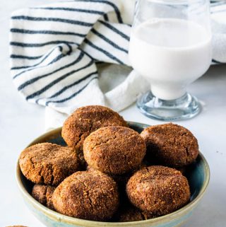 vegan chewy ginger cookies in a plate