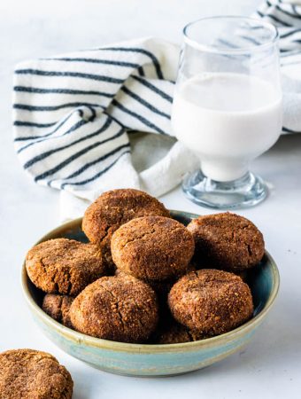 vegan chewy ginger cookies in a plate