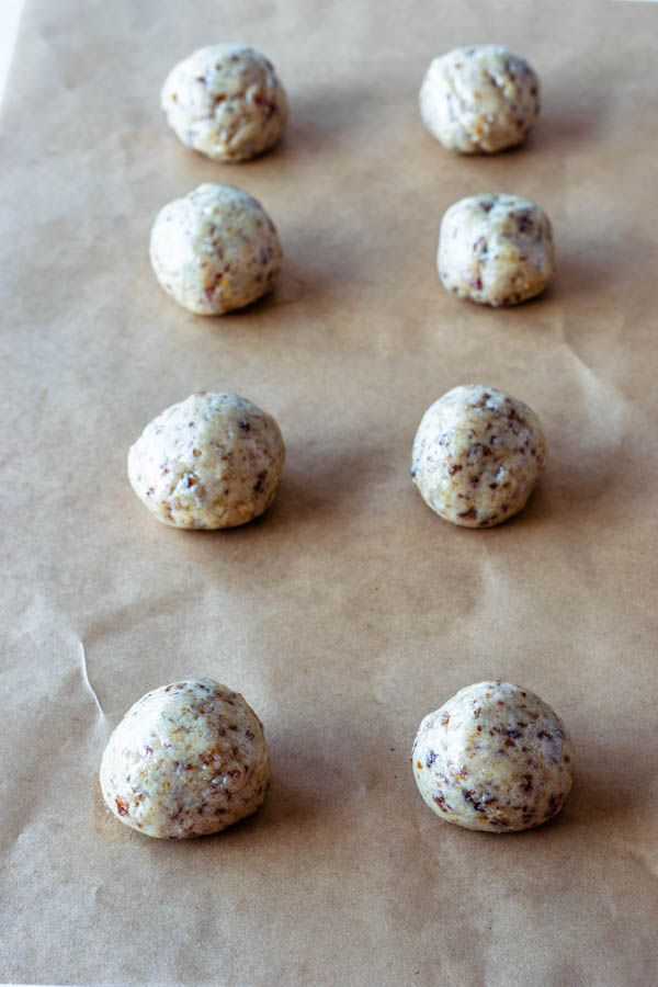 balls of almond and tahini truffles