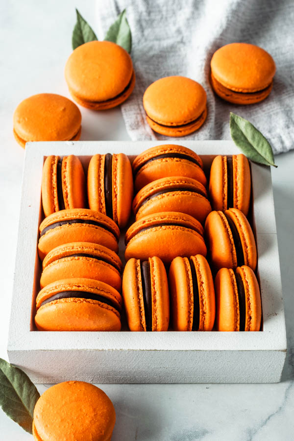 Orange Macarons in a box