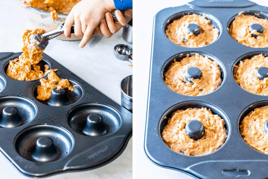 making baked carrot donuts
