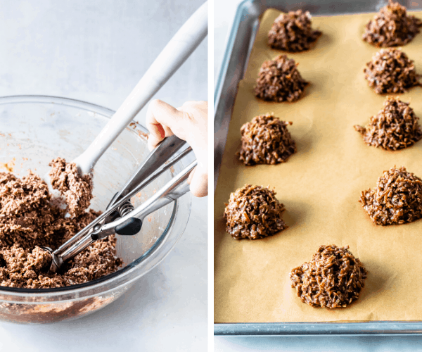 Scooping Chocolate Coconut Macaroons