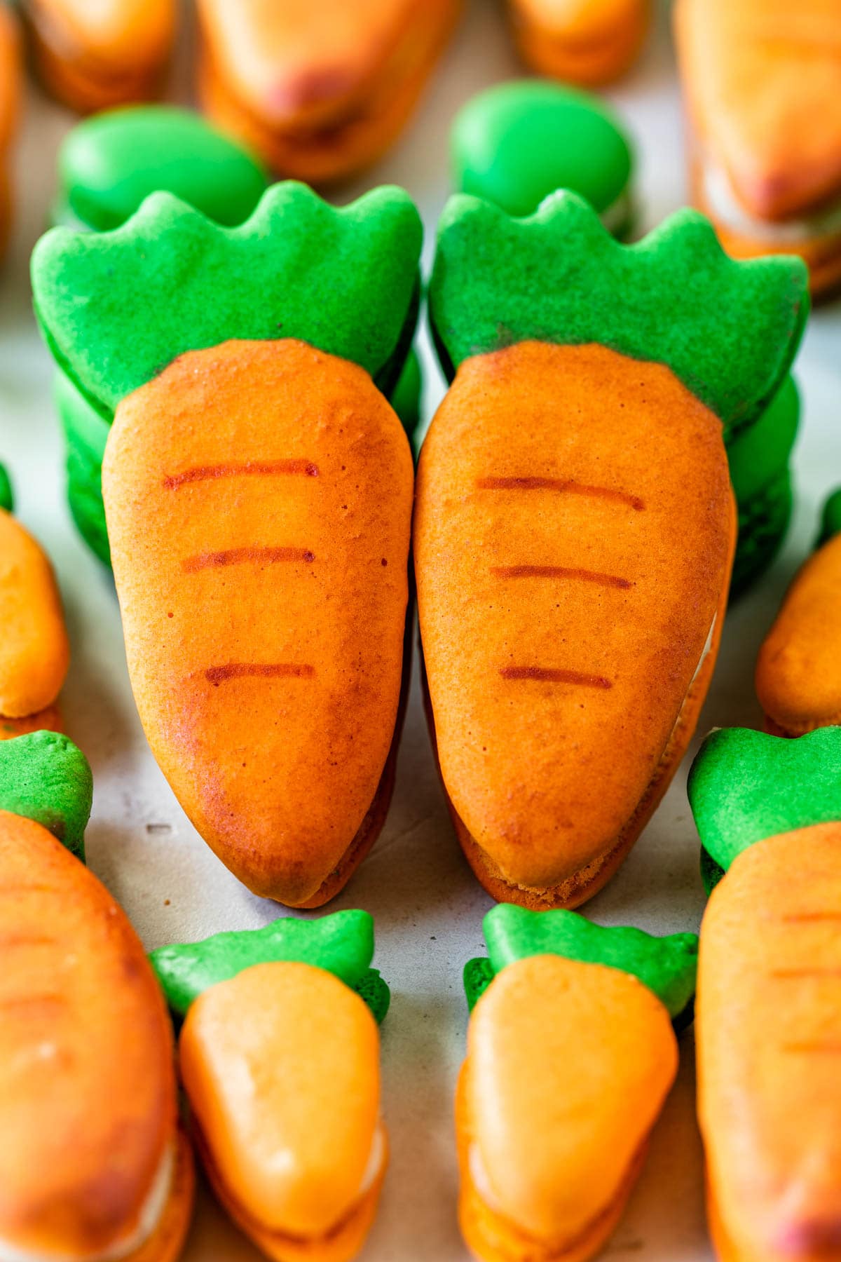 carrot shaped macarons.