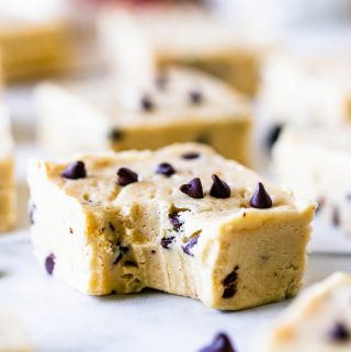 Cookie Dough Fudge with a bite taken