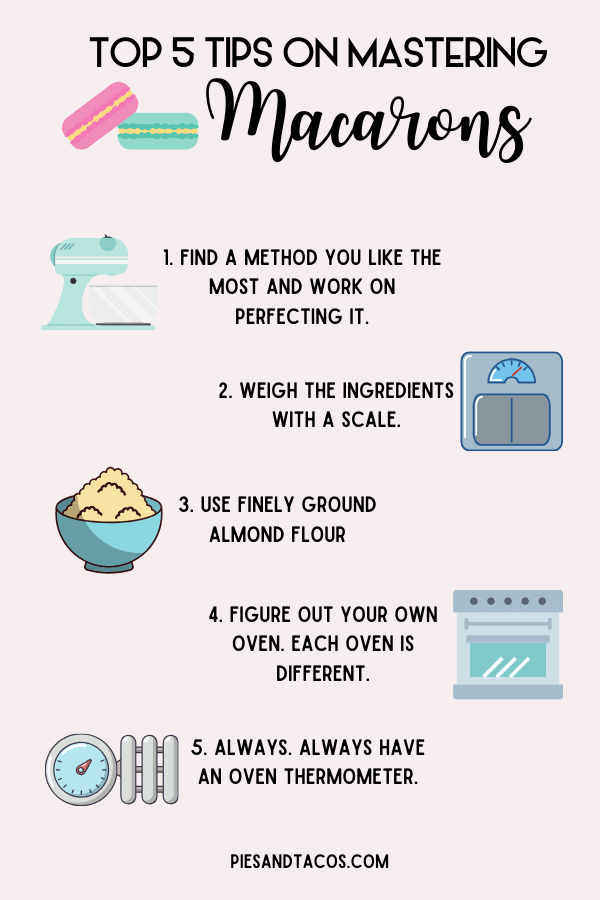 graph showing 5 tips on how to make the perfect macarons