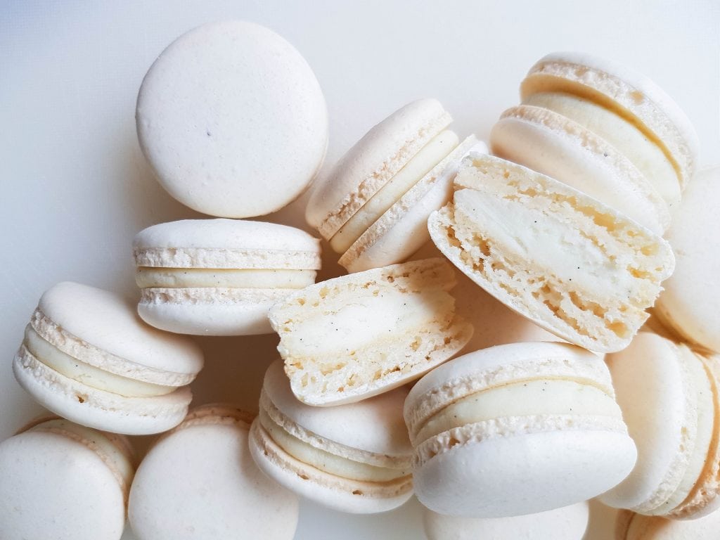 macaron shells with gaps in the middle