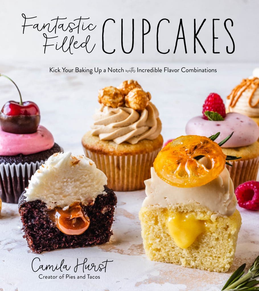 Fantastic Filled Cupcakes cookbook cover.