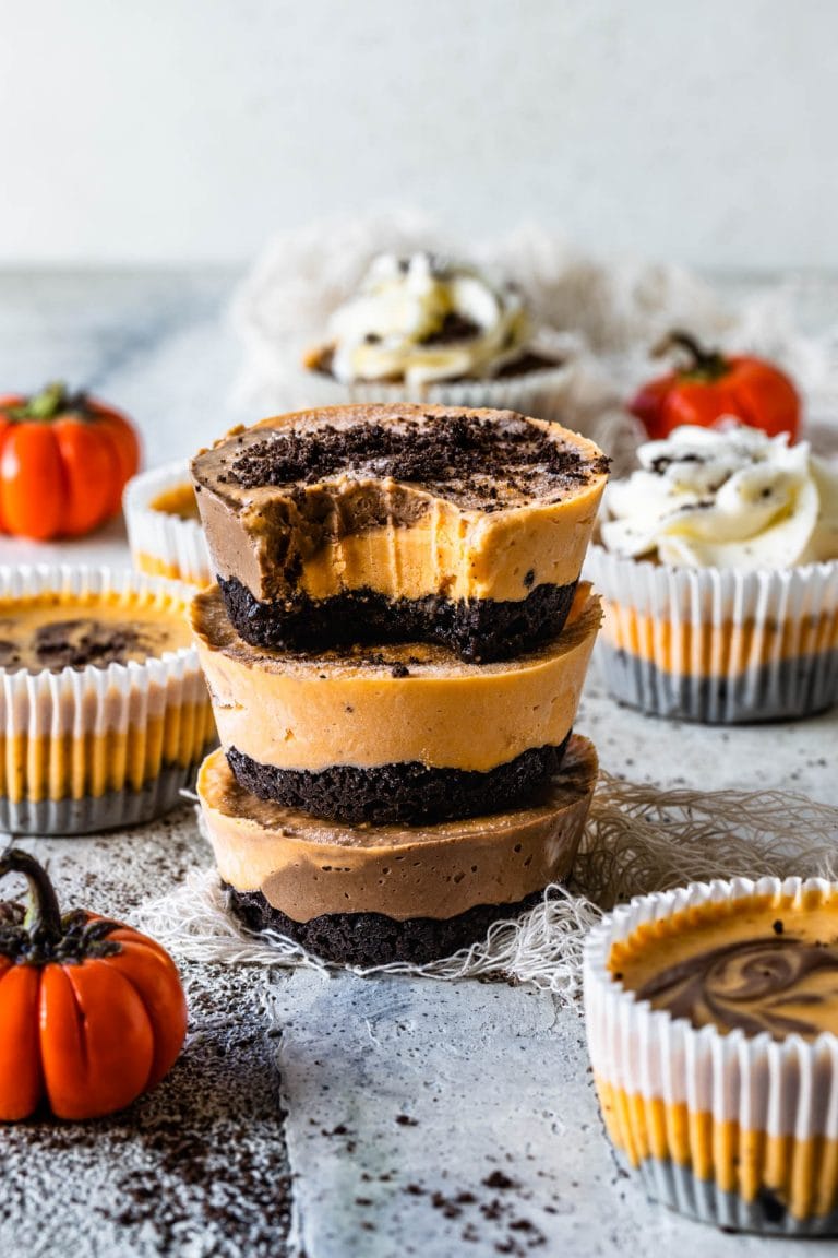 Chocolate Pumpkin Mini Cheesecakes