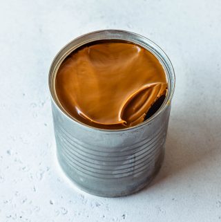 condensed milk can with instant pot dulce de leche inside.