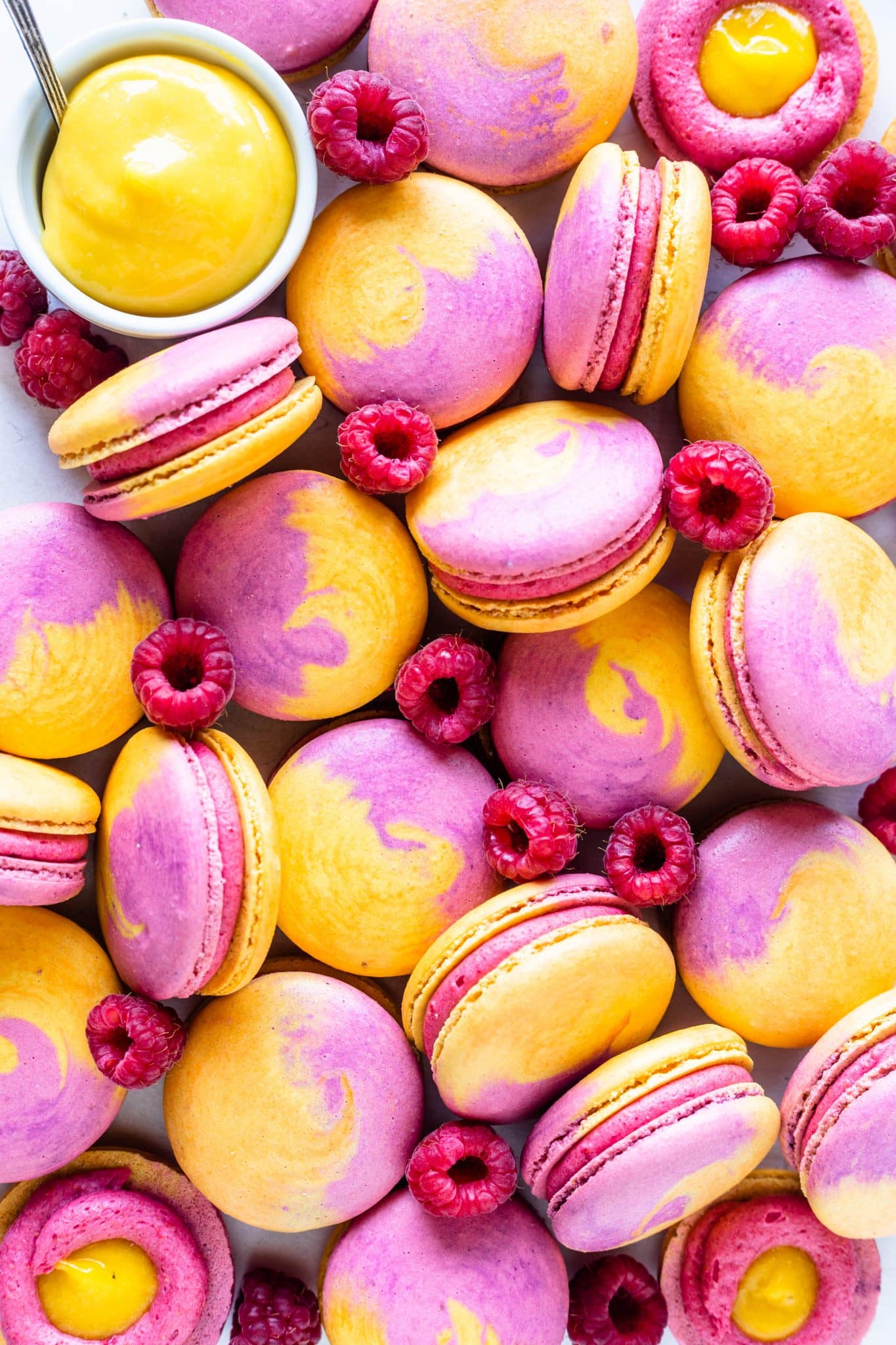 Mango Raspberry Macarons - Pies and Tacos