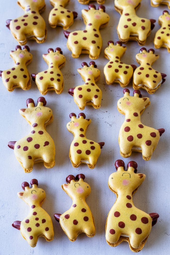 macarons shaped like giraffes.