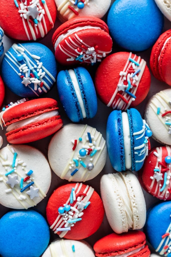 Red White and Blue Macarons