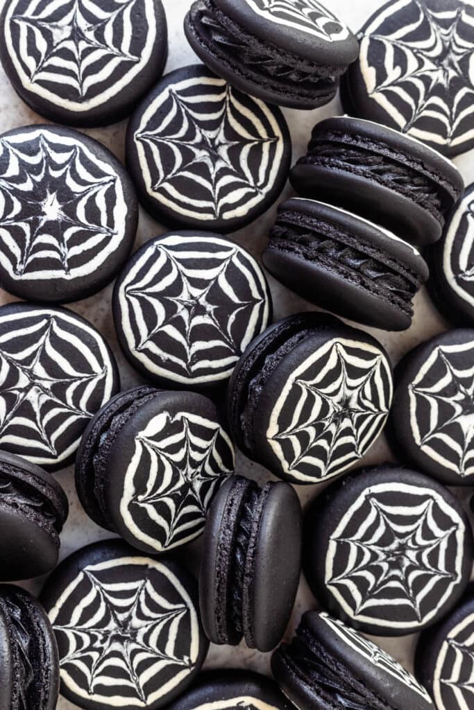 Spider Web Macarons for Halloween