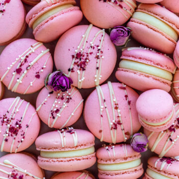 Rose Macarons filled with rose ganache