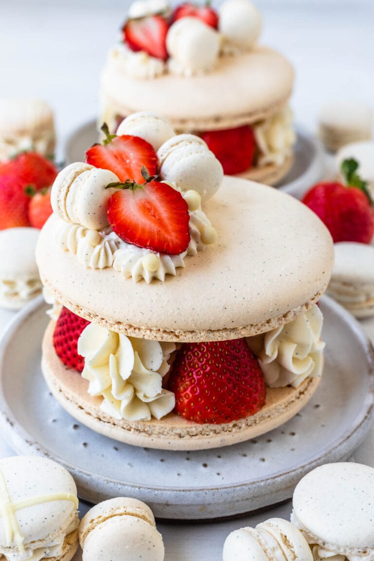 Giant Macaron filled with Vanilla Pastry Cream and Swiss Meringue Buttercream