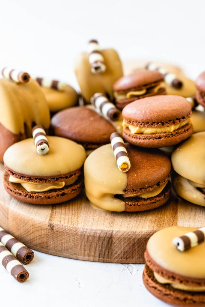 macarons filled with caramelized white chocolate ganache