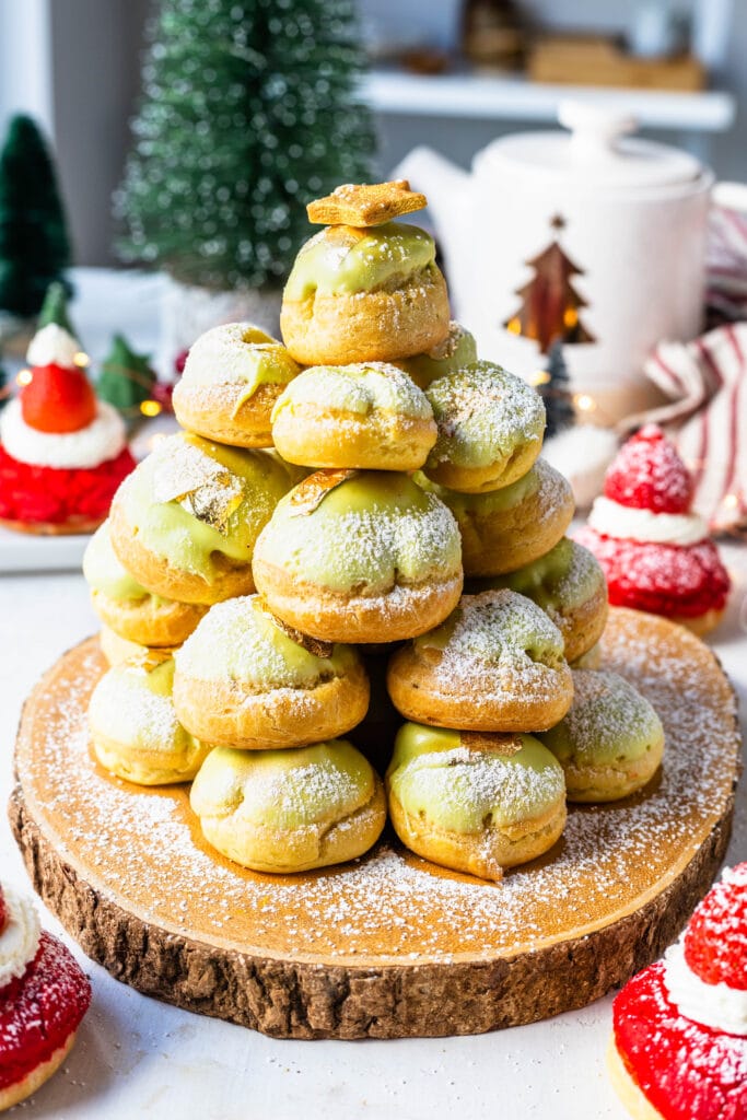 christmas tree made out of choux puffs.