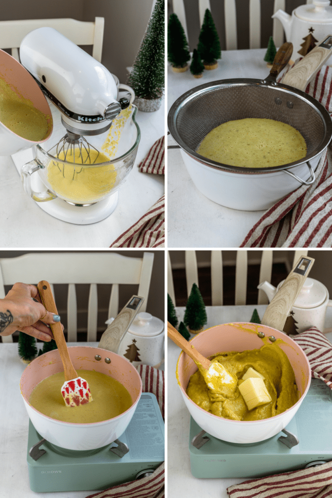 making pistachio pastry cream.