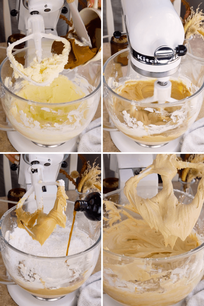 making biscoff cookie butter frosting.