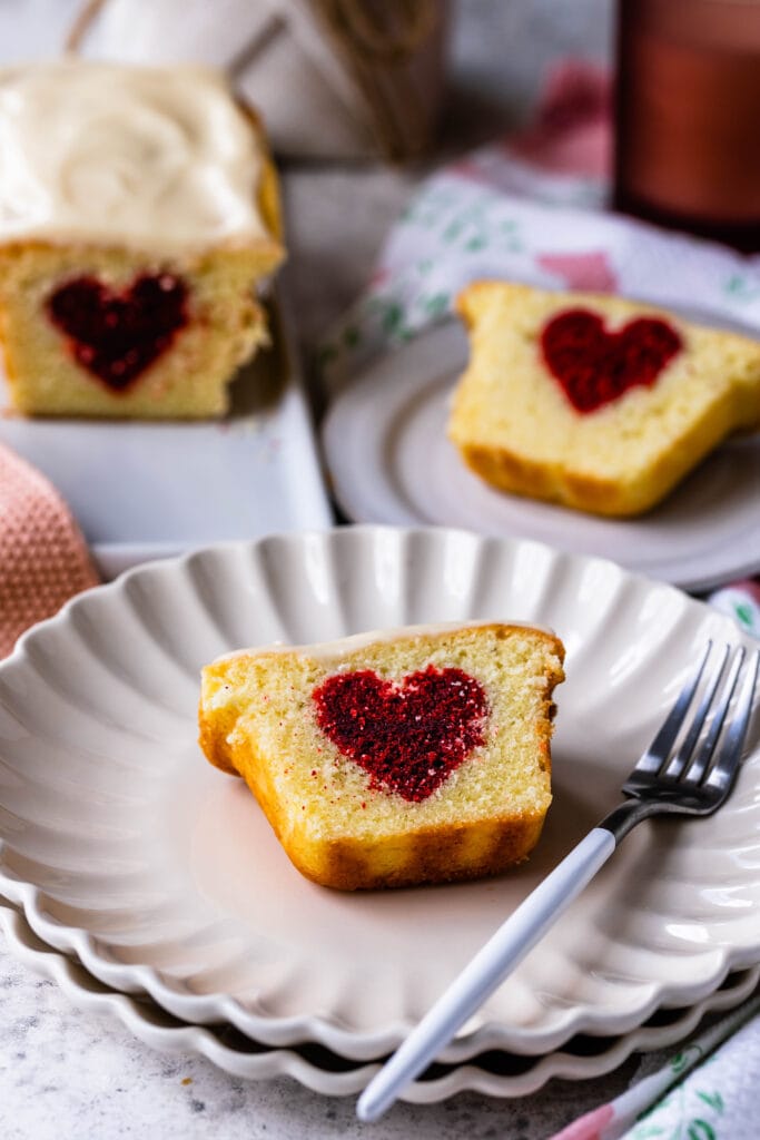 Cake with heart inside.