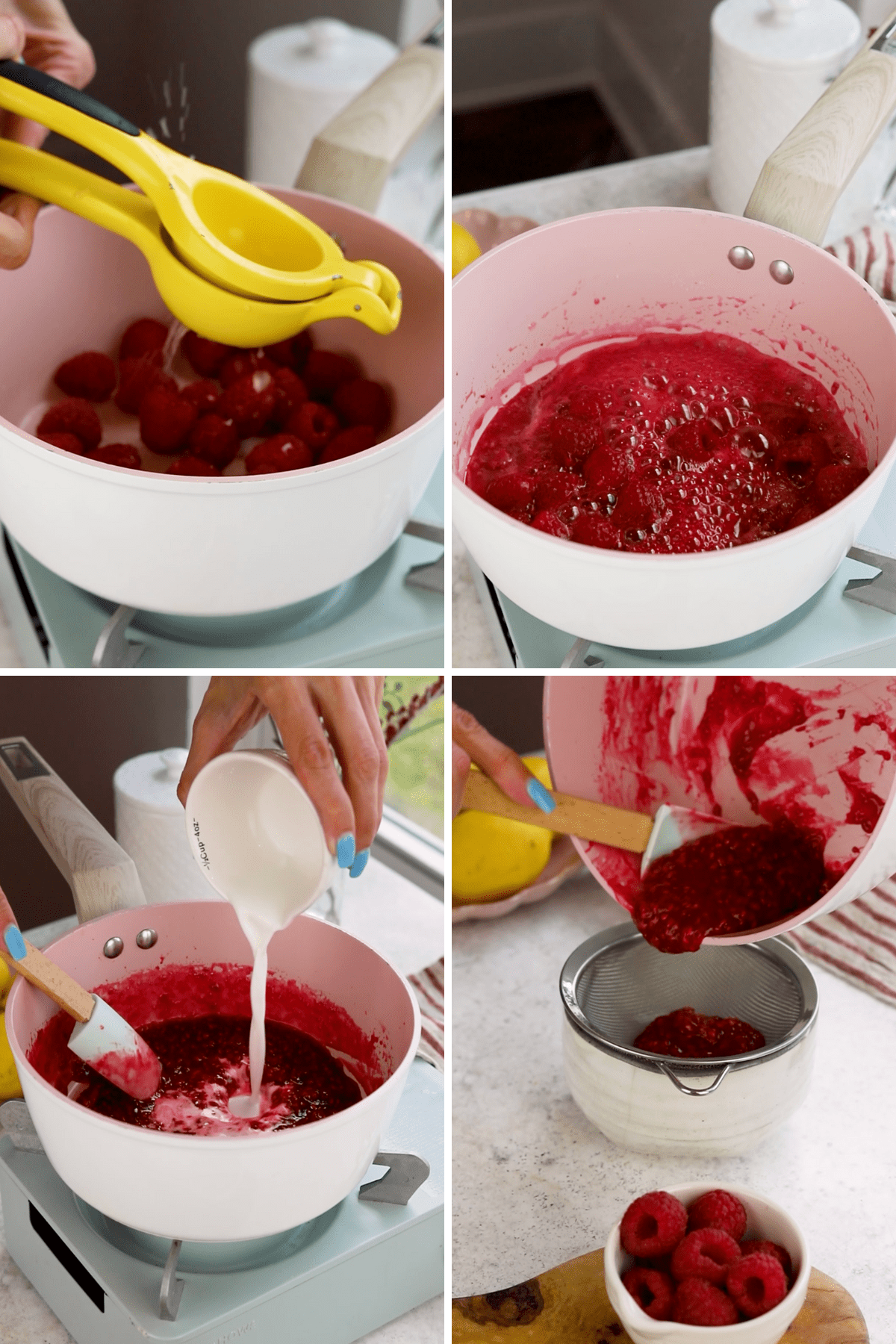 making raspberry jam.