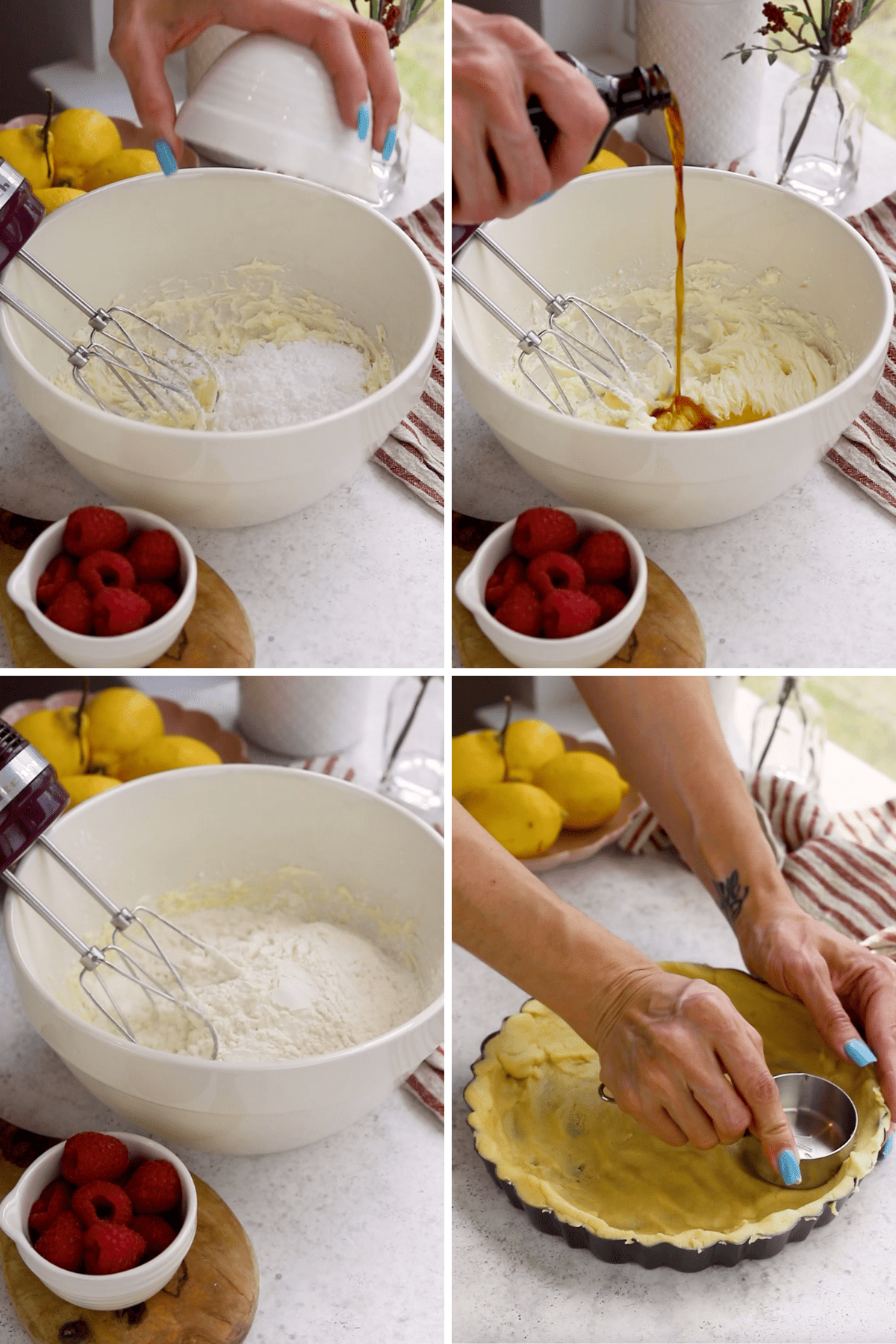 making almond cookie pie crust.