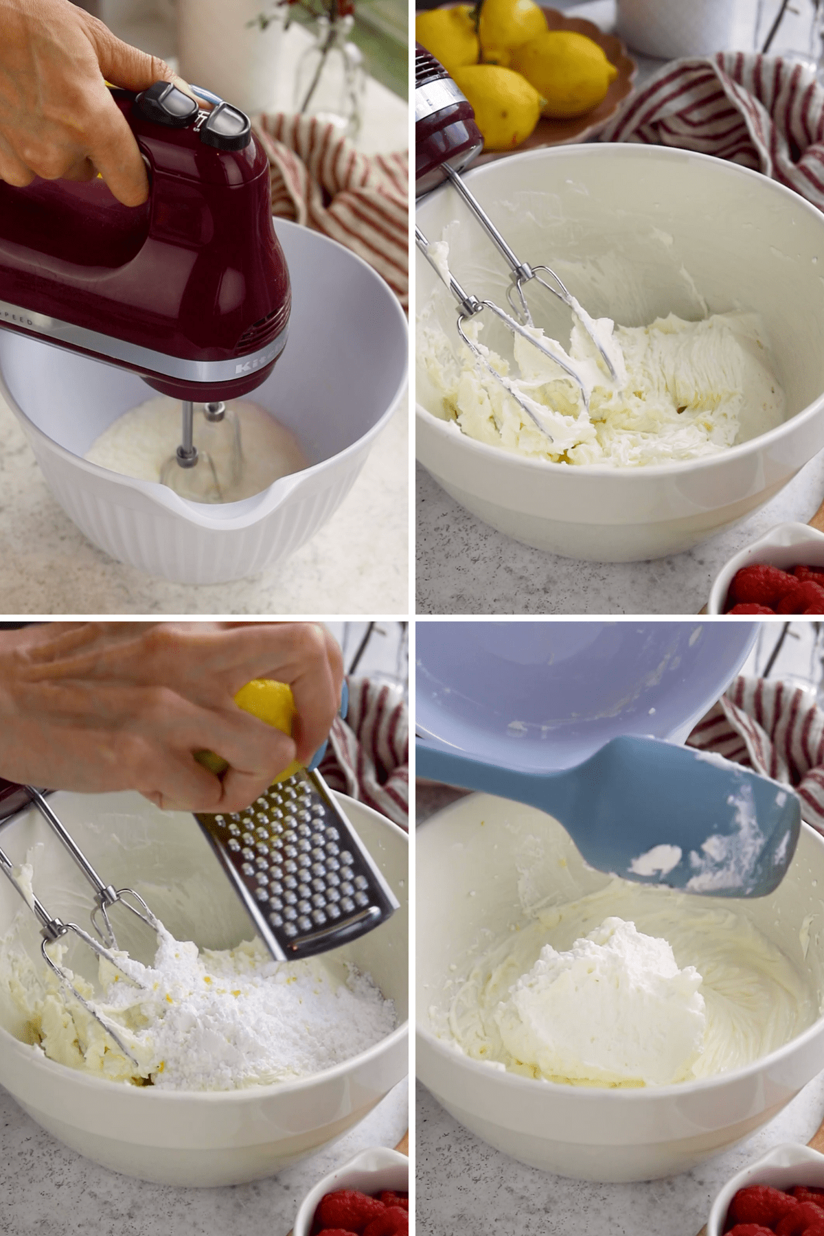 making the cheesecake filling for the cheesecake pie.