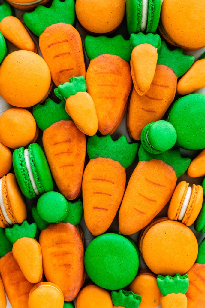 macarons shaped like carrots.