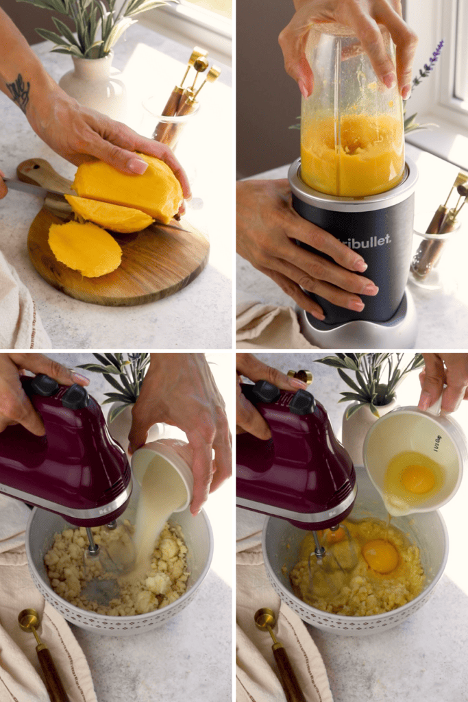 making mango curd.