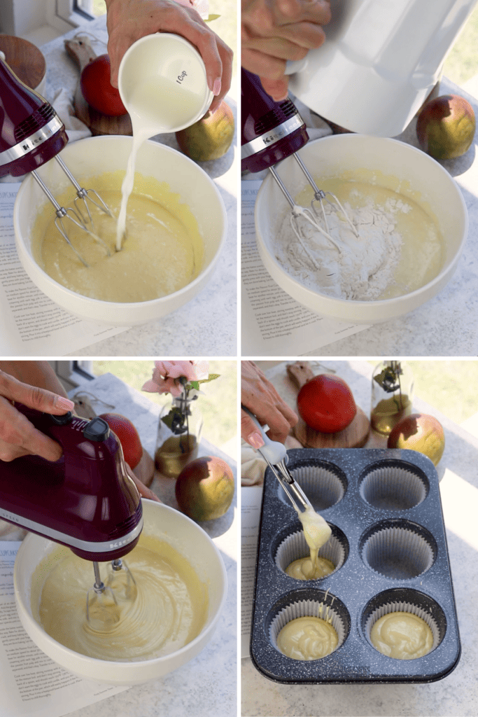 making vanilla cupcake batter.