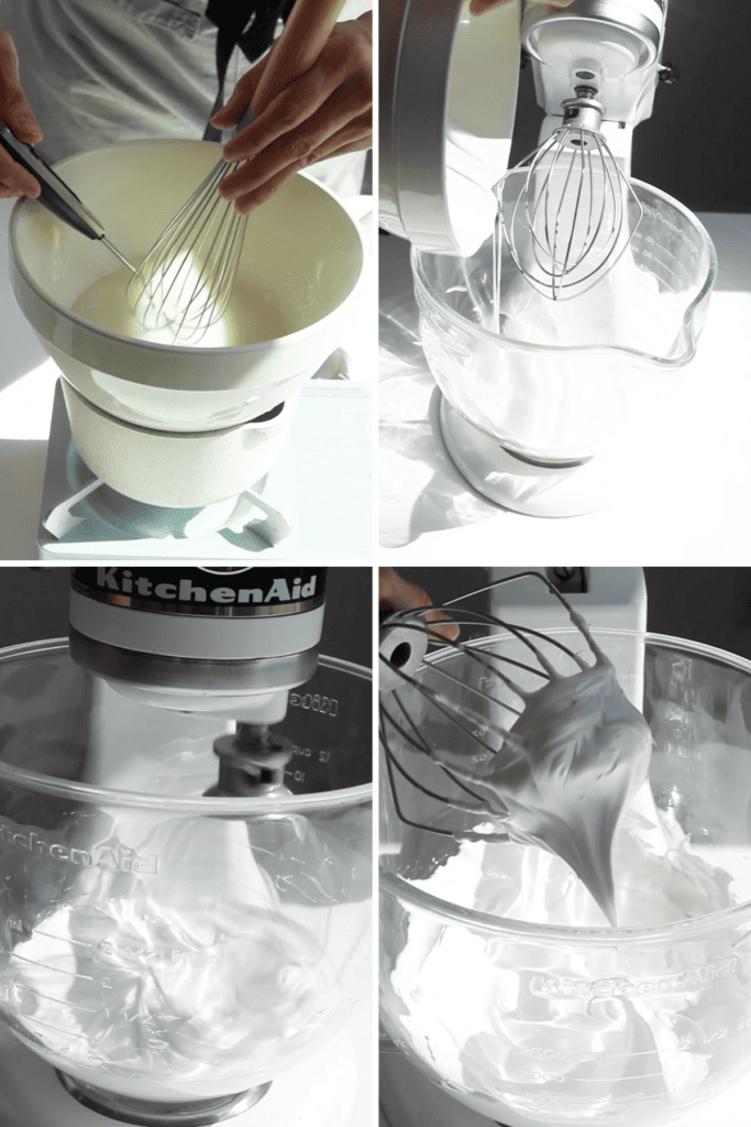 making meringue frosting.