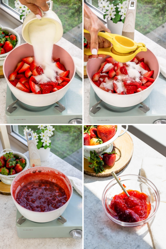 making strawberry jam.