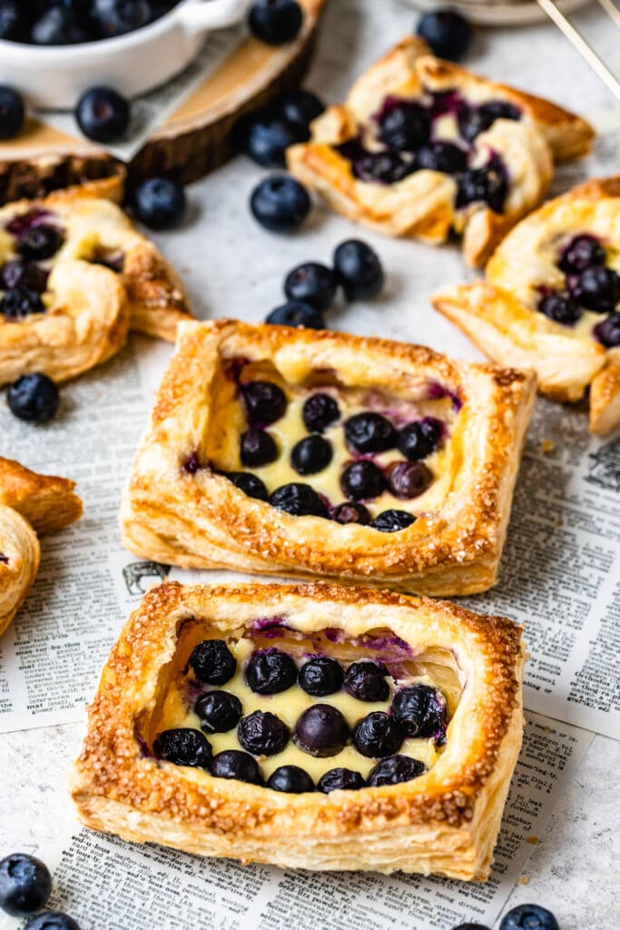 cream cheese puff pastry filled with blueberries.