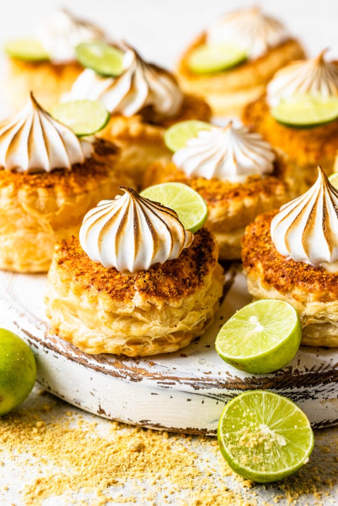 key lime puff pastry with toasted meringue on top.