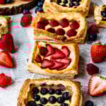 puff pastries filled with berries and cream cheese filling.